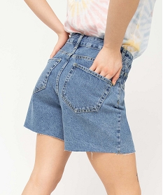 bermuda femme en jean taille haute avec finitions sans coutures grisI888601_2