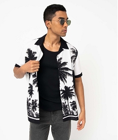 chemise manches courtes bicolore motif palmiers homme imprimeI889601_2