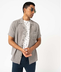 GEMO Chemise manches courtes col tailleur homme noir standard