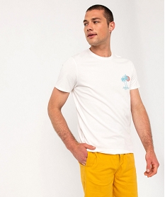 GEMO Tee-shirt à manches courtes avec motif palmiers homme Blanc