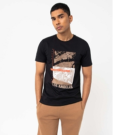 GEMO Tee-shirt homme à manches courtes imprimé Los Angeles noir standard