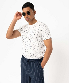 GEMO Tee-shirt homme manches courtes à micro motifs palmiers Imprimé