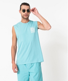 GEMO Débardeur large en coton homme Bleu