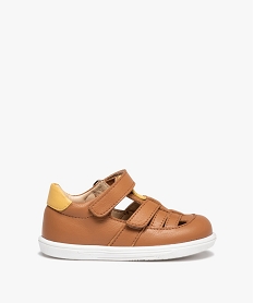 GEMO Sandales bébé garçon en cuir avec brides ajourées et à scratch - NA! marron standard