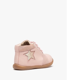 bottillons bebe filles unis en cuir a lacets rose chaussures de parcI894601_4