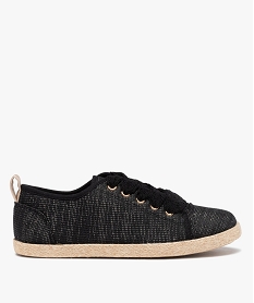 GEMO Baskets femme en toile brillante et semelle cordelette noir standard