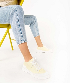 GEMO Baskets femme crantées en toile unie – Banana Moon jaune standard