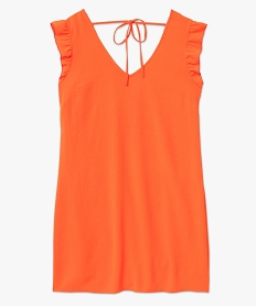 robe femme avec double col v et volants sur les epaules orangeI900201_4