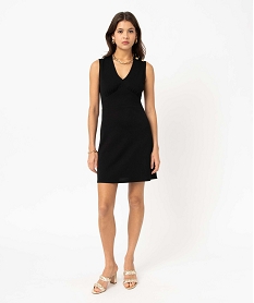 GEMO Robe empire courte sans manches unie femme Noir