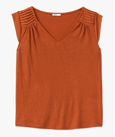 tee-shirt sans manches en maille pailletee femme orangeI901701_4