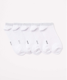 GEMO Chaussettes femme tige ultra courte avec paillettes (lot de 5) blanc standard