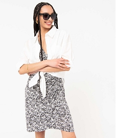 GEMO Robe portefeuille courte sans manches imprimée femme Imprimé