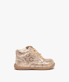 GEMO Chaussures premiers pas bébé fille en cuir à motifs scintillants dore