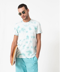 GEMO Tee-shirt à manches courtes coloris tie and dye homme bleu standard