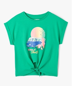 GEMO Tee-shirt à manches courtes avec bas noué fille Vert