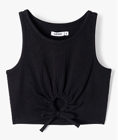 GEMO Débardeur en maille côtelée coupe courte avec ouverture sur le ventre fille noir standard