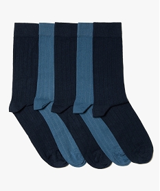 GEMO Chaussettes homme en maille côtelée (lot de 5) bleu standard