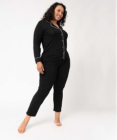 pyjama femme grande taille deux pieces   chemise et pantalon noir pyjamas ensembles vestesI939601_2