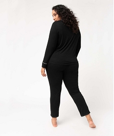 pyjama femme grande taille deux pieces   chemise et pantalon noir pyjamas ensembles vestesI939601_3