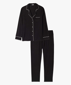 pyjama femme grande taille deux pieces   chemise et pantalon noir pyjamas ensembles vestesI939601_4