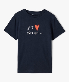 GEMO Tee-shirt enfant avec message et coeur Bleu
