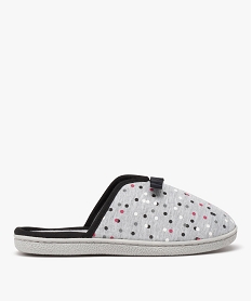 GEMO Chaussons femme mules plates en jersey à pois gris standard