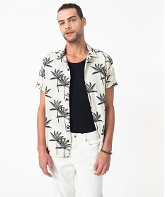 GEMO Chemise à manches courtes en coton léger et col cubain homme Beige
