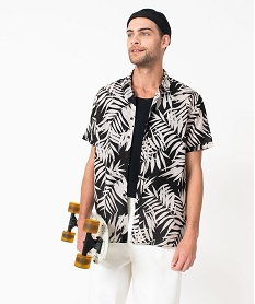GEMO Chemise à manches courtes en voile de coton léger homme vert standard