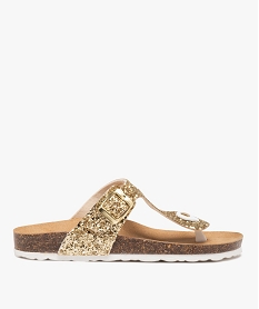 GEMO Mules femme plates à paillettes avec entre-doigts dore