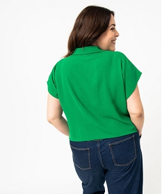blouse a manches courtes avec col zippe femme grande taille vert chemisiers et blousesI942101_3