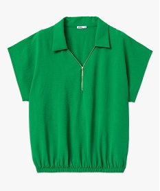 blouse a manches courtes avec col zippe femme grande taille vert chemisiers et blousesI942101_4