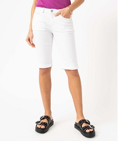 bermuda femme en coton extensible coupe slim blanc shortsI942301_1