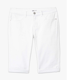 bermuda femme en coton extensible coupe slim blanc shortsI942301_4