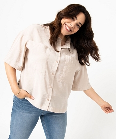 GEMO Chemise à manches courtes avec poches poitrine femme grande taille Beige