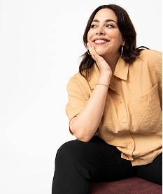 GEMO Chemise à manches courtes avec poches poitrine femme grande taille marron vif