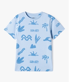 GEMO Tee-shirt garçon à manches courtes avec motifs estivaux Bleu
