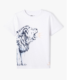 GEMO Tee-shirt garçon à manches courtes avec motif lion Blanc