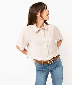 GEMO Chemise ample et courte à manches courtes en modal femme beige standard