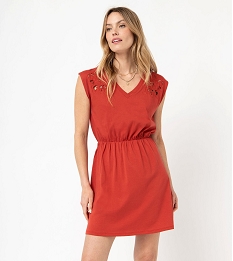 GEMO Robe courte sans manches en maille femme Orange