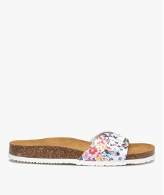 GEMO Mules femme plates avec bride à boucle inspiration Liberty Blanc