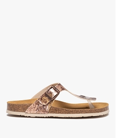 GEMO Mules femme à bride entre-doigts imprimée rose standard