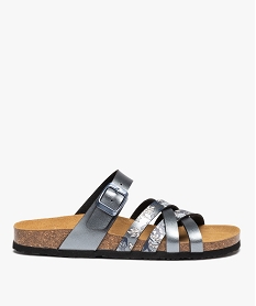 GEMO Mules femmes à brides imprimées et croisées gris standard