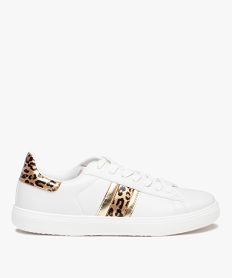 GEMO Baskets femme unies à lacets motif jungle dore