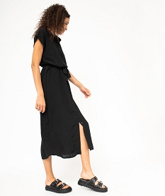 GEMO Robe chemise longue à manches courtes femme Noir