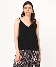 GEMO Blouse droite fluide à bretelles et col V femme noir standard