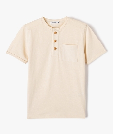 GEMO Tee-shirt à manches courtes et col tunisien garçon Beige