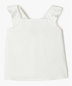 GEMO Blouse à bretelles volantées avec dos fantaisie fille blanc chine