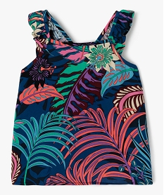 GEMO Blouse imprimée à bretelles volantées avec dos fantaisie fille bleu standard