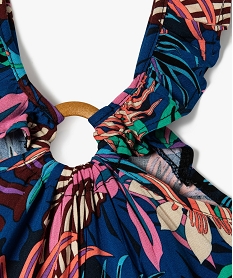 robe trapeze a bretelles volantees imprime fleuri fille bleuI959301_2