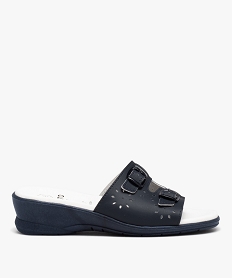 GEMO Mules femme confort à large bandeau ajouré et brides à boucle Bleu